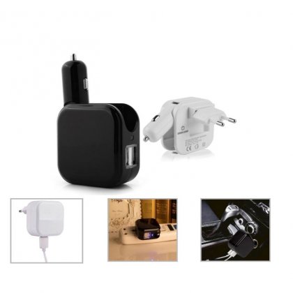 Personalized 2 In 1 Car And Home Charger With 2 Usb Ports (V O L T - Duo) / On The Way