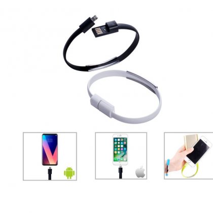 Personalized 2-In-1 Charging Cable (Bracelet) (K N E C T - Bracelet 2.0) / White
