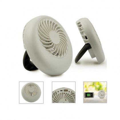 Personalized 2-In-1 Powerbank & Desktop Fan (K N E C T - Powrfan) / White