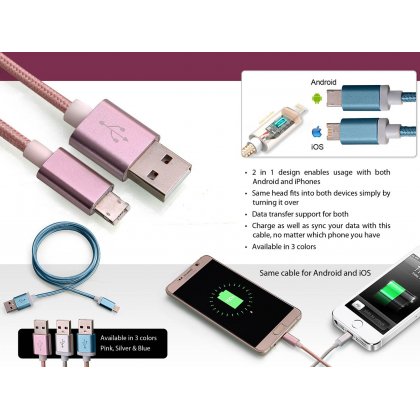 Personalized 2 side cable for android and iphone