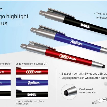 Personalized 3 In 1 Pen With Logo Highlight And Stylus
