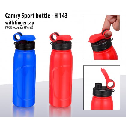 Personalized camry sport bottle with finger cap