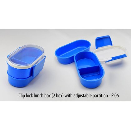 Personalized clip lock lunch box with adjustable partition (2 box)