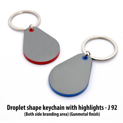 Personalized droplet shape keychain with highlights