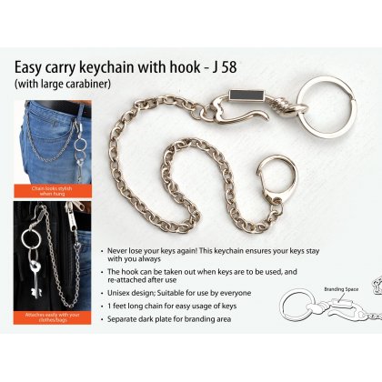 Personalized easy carry keychain with hook
