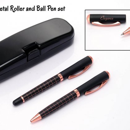 Personalized Elegance Metal Roller And Ball Pen Set (With Gift Box)