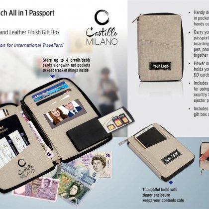 Personalized Feather Touch All In 1 Passport Holder (M) (With Pen)