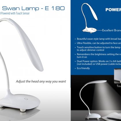 Personalized flexi lamp: swan lamp with broad base
