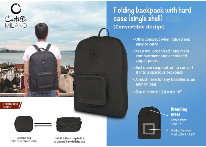 Personalized Folding Backpack With Hard Case (Single Shell)