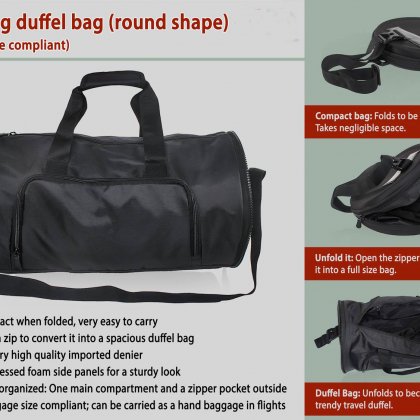 Personalized Folding Duffel Bag (Round Shape)