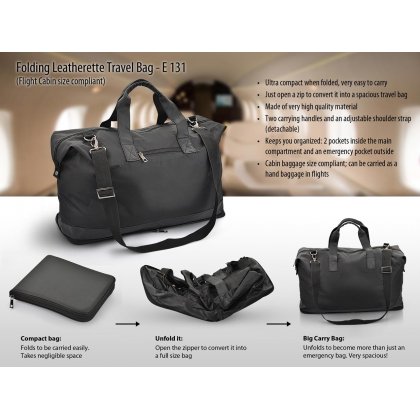 Personalized folding travel bag (leatherette) (flight cabin size compliant)