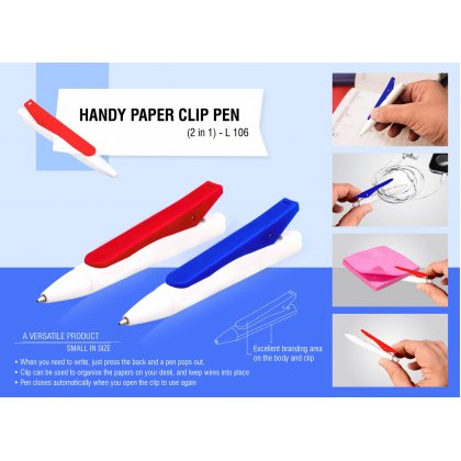 Personalized handy paper clip pen (2 in 1)