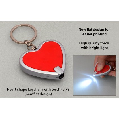 Personalized heart shape keychain with torch (flat design)