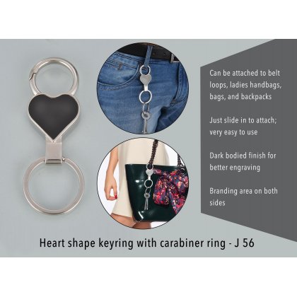 Personalized heart shape keyring with carabiner ring