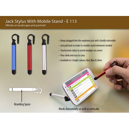 Personalized jack stylus with mobile stand
