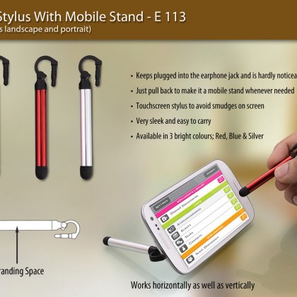Personalized jack stylus with mobile stand