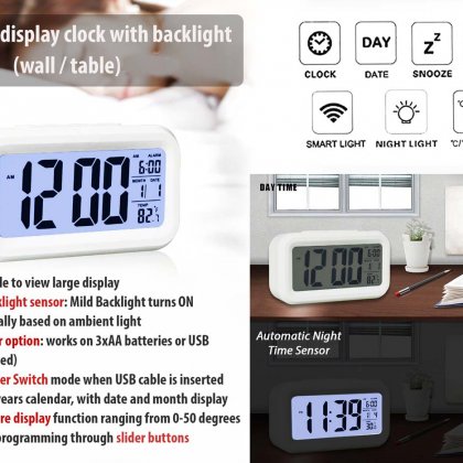 Personalized Large Display Clock With Backlight (Wall / Table)