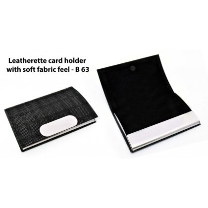 Personalized leatherette card holder with soft fabric feel