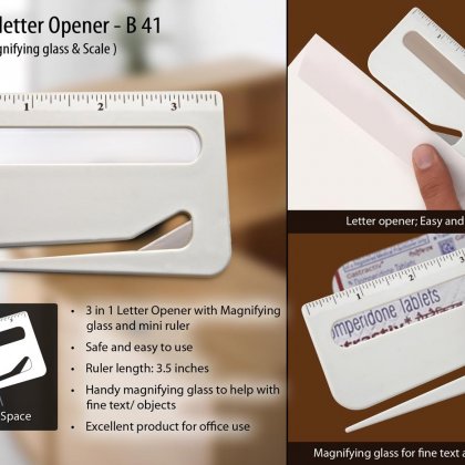 Personalized letter opener with magnifier & ruler