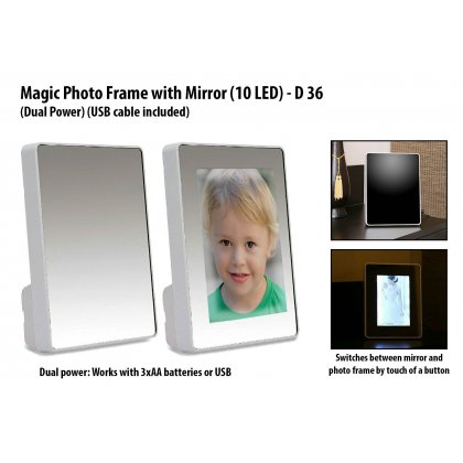 Personalized magic photo frame with mirror (10 led) (dual power) (usb cable included)