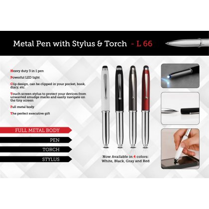 Personalized metal pen with stylus & torch