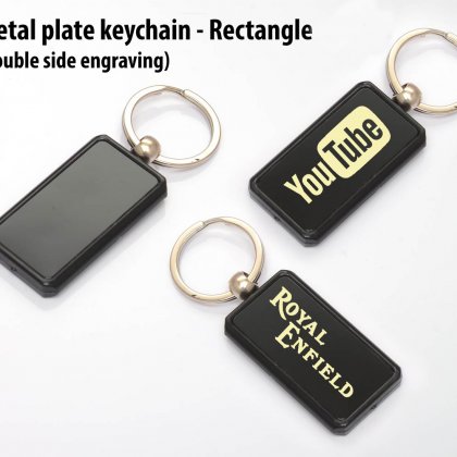 Personalized Metal Plate Keychain - Rectangle (Double Side Engraving)