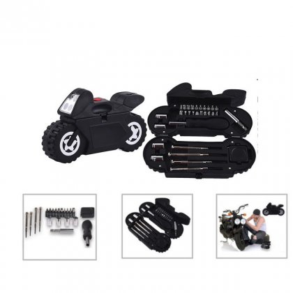 Personalized Motorcycle Tool Kit (With Built In Torch) (T R V L G E A R - Mobike) / Black