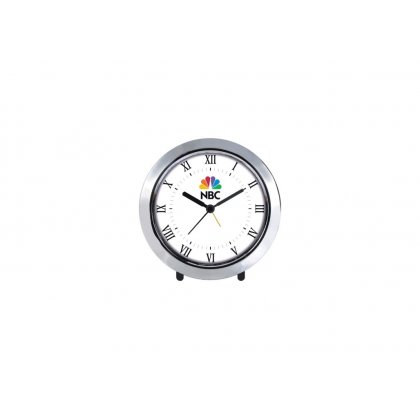 Personalized Nbc Chrome Plated Table Clock (4" Dia)