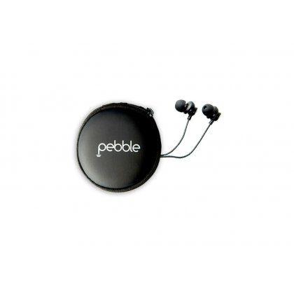 Personalized Pebble Handsfree Earphones With Travel Case (Chord Pro Black)