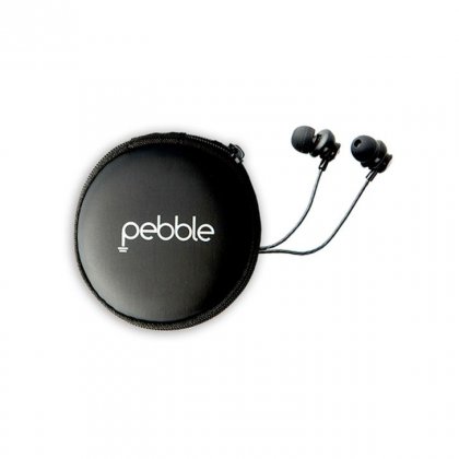 Personalized Pebble Handsfree Earphones With Travel Case (Chord Pro Black)