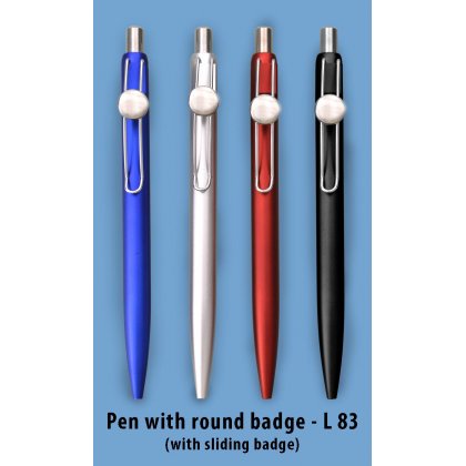 Personalized pen with round badge