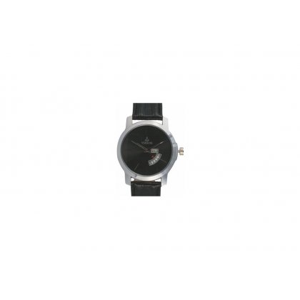 Personalized Dome Black Metal Dial Day-Date Wrist Watch