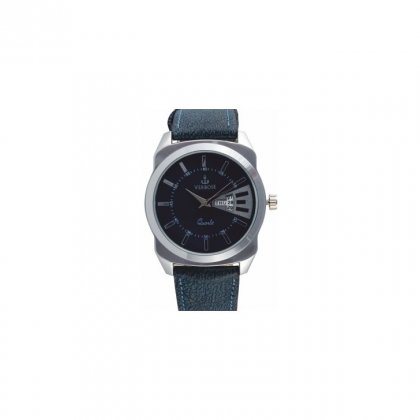 Personalized Fashion Blue Metal Dial Day-Date Wrist Watch