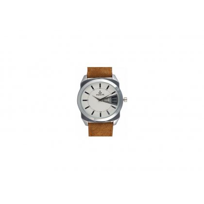 Personalized Fashion Tan Metal Dial Day-Date Wrist Watch