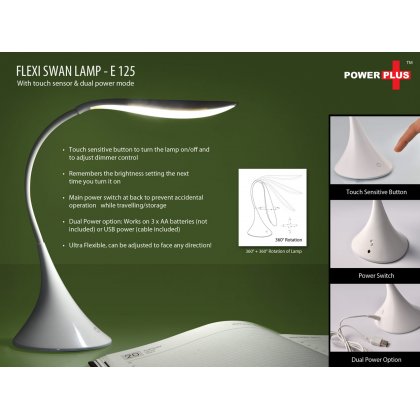 Personalized power plus flexi swan lamp (with touch sensor) (battery & usb powered)