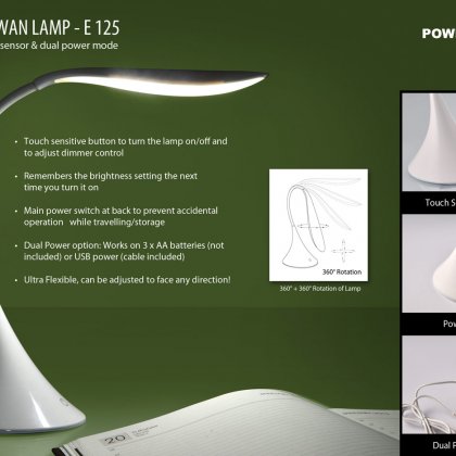 Personalized power plus flexi swan lamp (with touch sensor) (battery & usb powered)