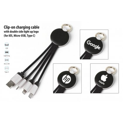 Personalized Round Charging Cable With Light Up Logo