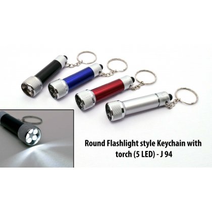 Personalized round flashlight style keychain with torch (5 led)