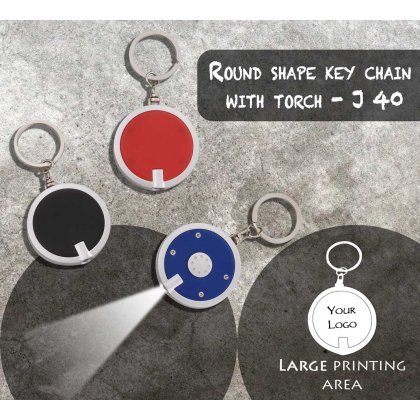 Personalized round shape keychain with torch