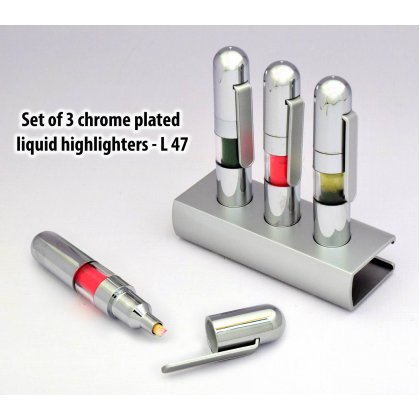 Personalized set of 3 chrome plated liquid highlighters