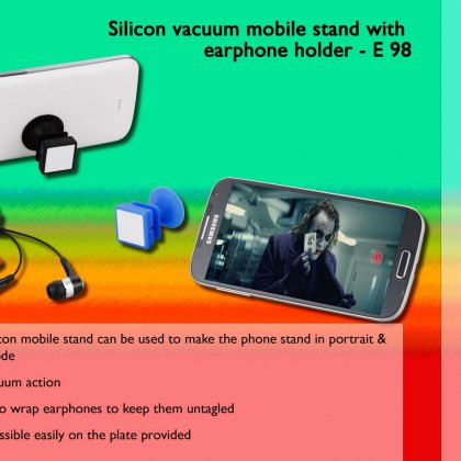 Personalized silicon vacuum mobile stand with earphone holder