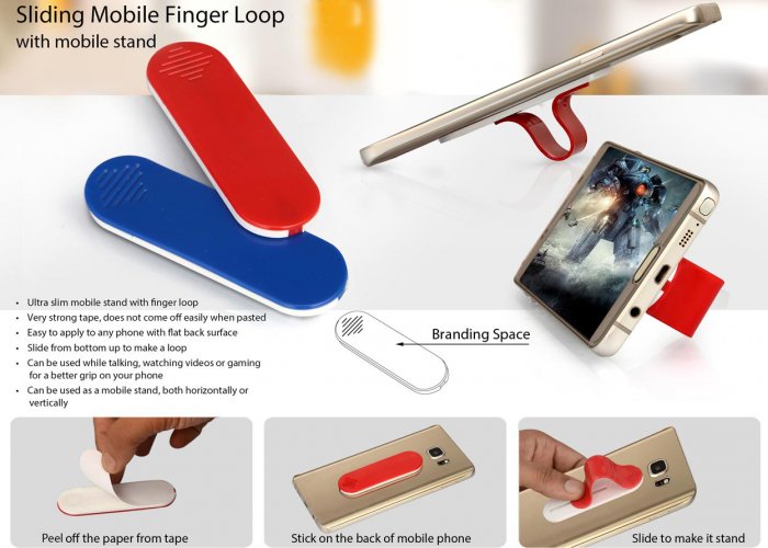 Personalized Sliding Mobile Finger Loop (With Mobile Stand)