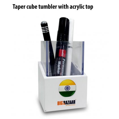 Personalized Taper Cube Tumbler With Acrylic Top