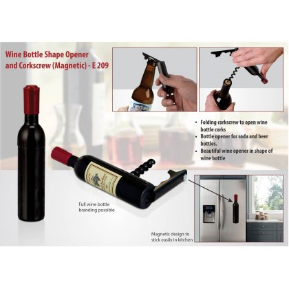 Personalized Wine Bottle Shape Wine And Bottle Opener (Magnetic)