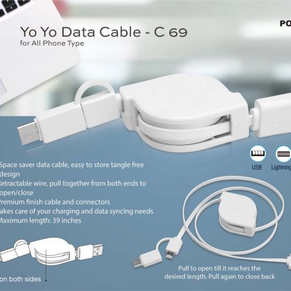 Personalized Yo Yo 3 In 1 Data & Charging Cable (With USB C Type Port)