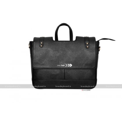 Personalized Black Cut Handle Pu Portfolio Bag