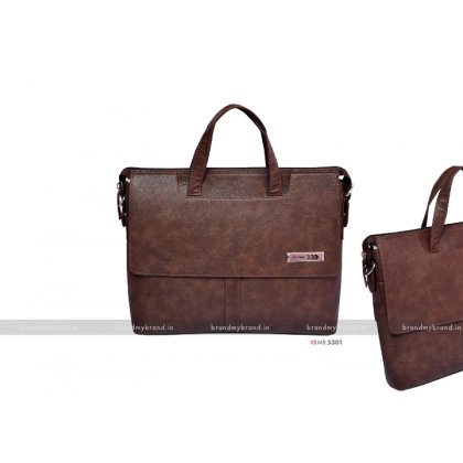 Personalized Brown Premium Cut Handle Portfolio Bag