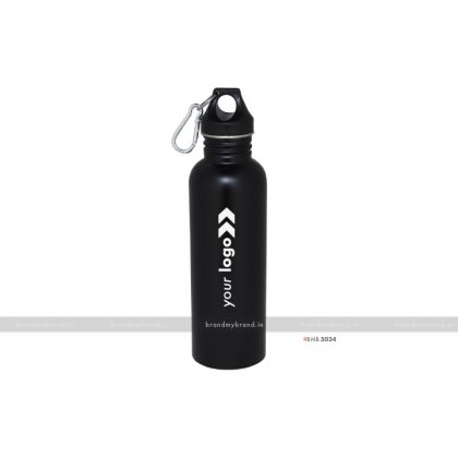 Personalized Black Steel Carabiner Bottle 800ml
