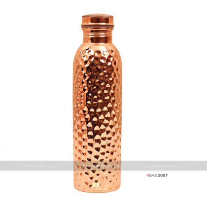 Personalized Hammered Straight Copper Bottle