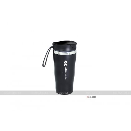 Personalized Insulated Black Vacuum Mug with silicone Band